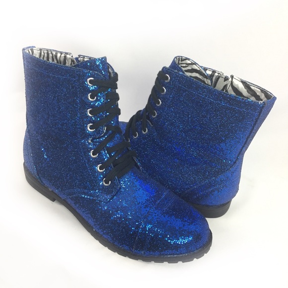 blue glitter boots
